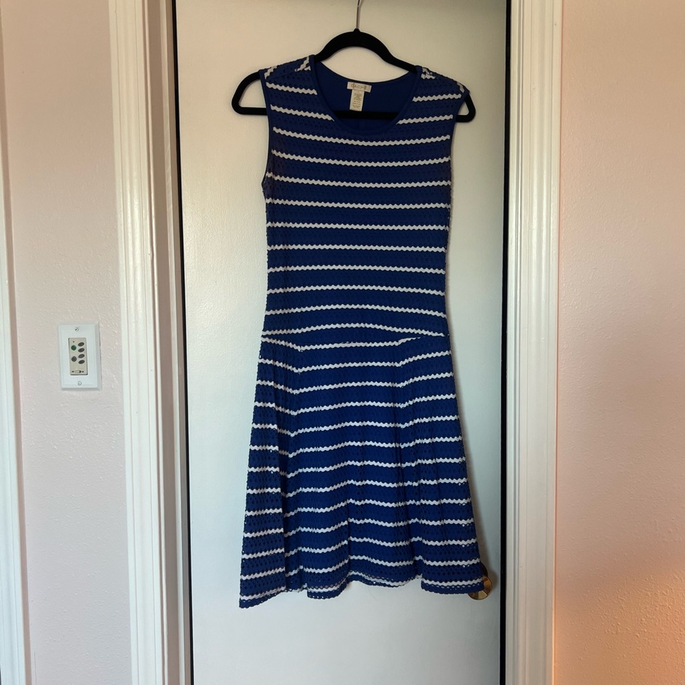 Cache Navy and White Striped Mini Dress